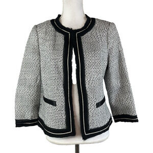 Peter Nygard Blazer Jacket sz 8 Black Ivory Tweed Silver Career Wedding Evening